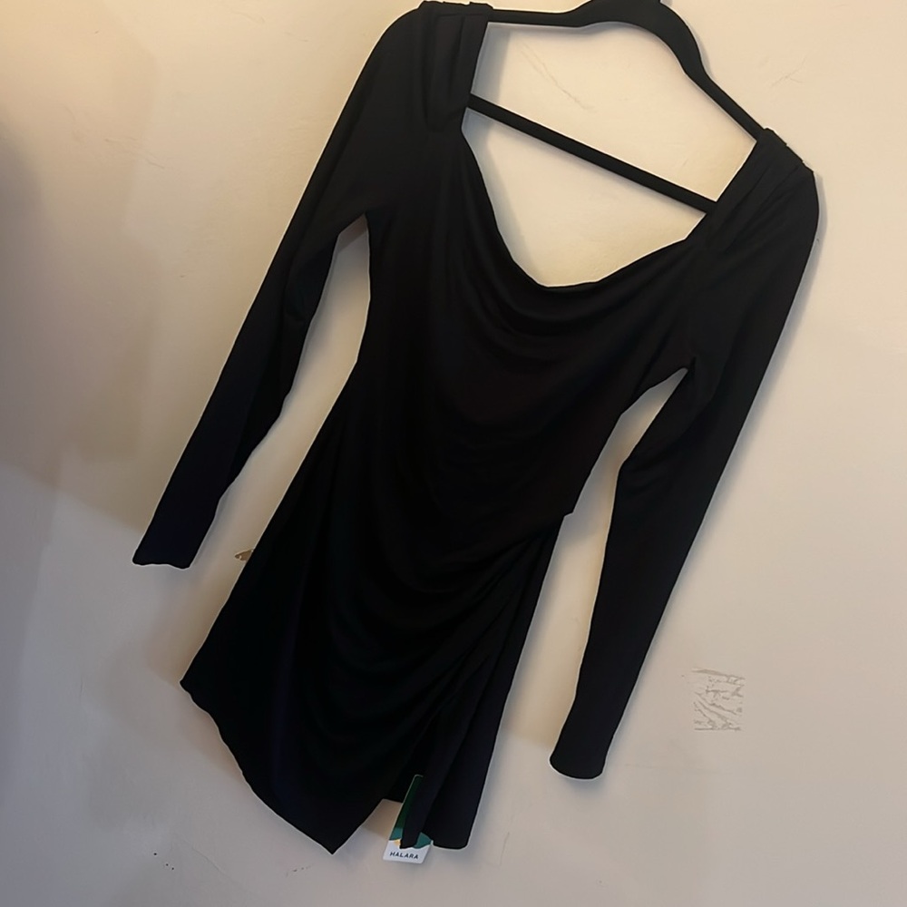 NWT Halara Black Backless Tie Back Bodycon Mini Dress - Picture 3 of 6